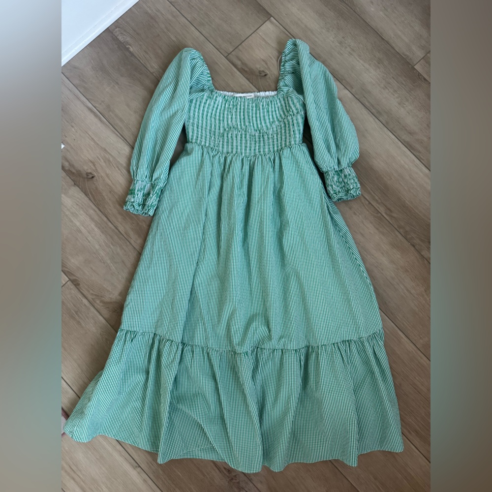 English Factory Green Gingham Midi Dress